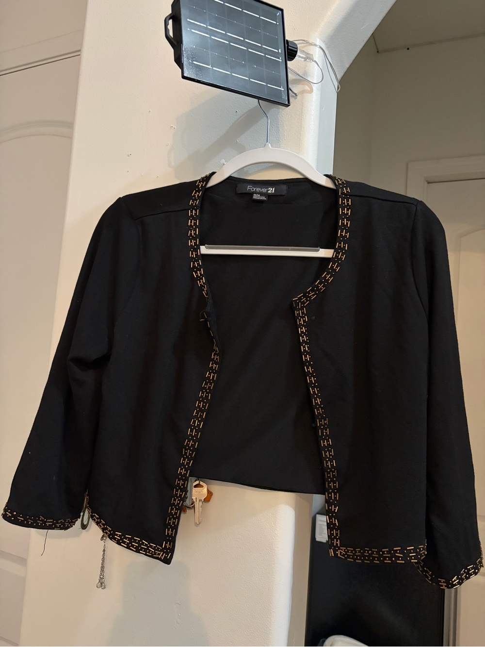 Forever 21 Black Cropped Blazer with Tan Trim